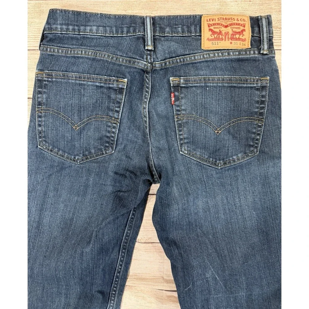 Levi's 511 Jeans Mens 31x34 Slim Fit Straight Leg Blue Medium Wash Denim Stretch